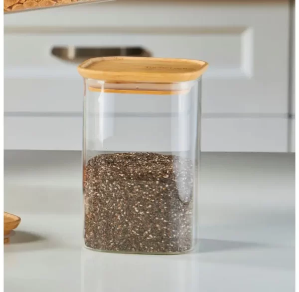 1 Ltr. Tupperware Bamboo Clear Storage Jar (1 Pc)