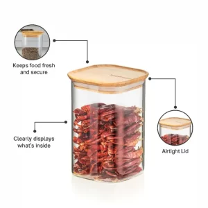 1 Ltr. Tupperware Bamboo Clear Storage Jar (1 Pc)