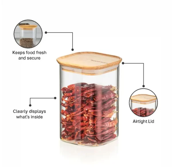 1 Ltr. Tupperware Bamboo Clear Storage Jar (1 Pc)