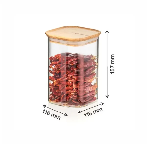 1 Ltr. Tupperware Bamboo Clear Storage Jar (1 Pc)