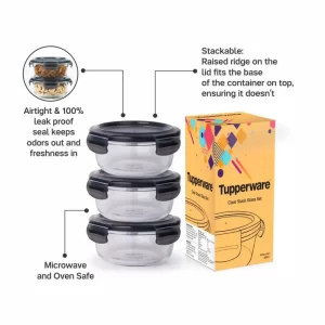 280 ml Tupperware Clear Stack Glass (Set of 3)
