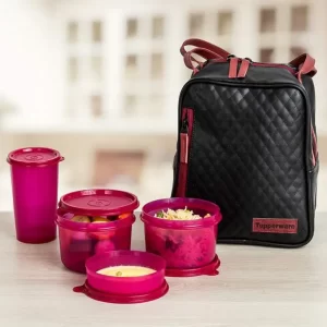 180 ml Tupperware Plastic Elegant Lunch Set For Women (Pink)