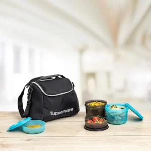 180 ml Tupperware Men's Plastic Cosmo Lunch Set (Black, Blue)