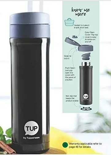 420 ml Tupperware. Stainless Steel City Thermal Bottle - Black