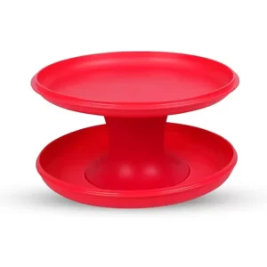 Tupperware Plastic Serve-It-All Pedestal Cake Pie Serving Stand, Red