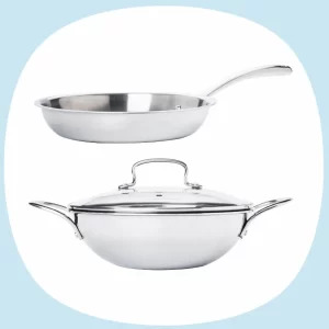 Trayam Fry Pan Kadhai 24cm + Trayam Kadhai 24cm With Glass Lid