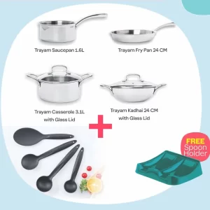 Trayam Get It All Set (Set of 4) + Stir N Serve Set (Set of 4) + Spoon Holder (1 Pc)