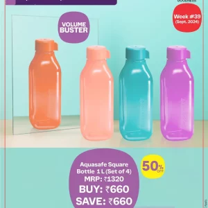 Aquasafe Square Bottle 1 L (Set of 4)