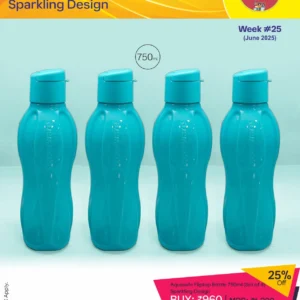 Aquasafe Fliptop Bottle 750ml (Set of 4) - Sparkling Design
