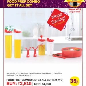 Spice it (set of 1) + Veg Peeler (set of 2) + Mega Magic Flow 1.1L (set of 2) + Midi Magic Flow 650ml (Set of 2)