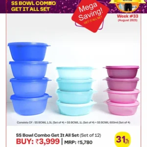 SS Bowl 1.5L (Set of 4) + 1L (Set of 4) + 600 ml (Set of 4)