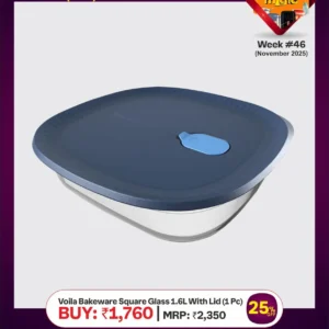 Voila Bakeware Square Glass 1.6L With Lid (1pc)